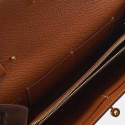 Pre Owned Hermes Brown Epsom Kelly To Go Wallet