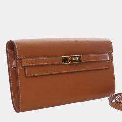 Pre Owned Hermes Brown Epsom Kelly To Go Wallet