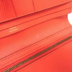 مملوكة مسبقًا محفظة هيرمس بيرن بيرن سوفليه جلد إبوسوم طويلة قابلة للطي وردي سالمون