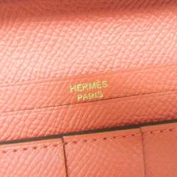 مملوكة مسبقًا محفظة هيرمس بيرن بيرن سوفليه جلد إبوسوم طويلة قابلة للطي وردي سالمون