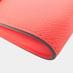 Pre Owned Hermes Kelly Wallet Epsom Leather Long Wallet Bi-Fold Rose Jaipur Salmon Pink