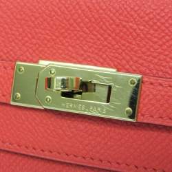 Pre Owned Hermes Kelly Wallet Epsom Leather Long Wallet Bi-Fold Rose Jaipur Salmon Pink