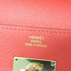 Pre Owned Hermes Kelly Wallet Epsom Leather Long Wallet Bi-Fold Rose Jaipur Salmon Pink