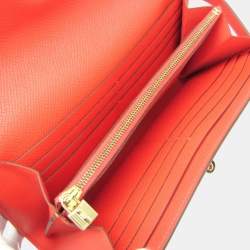 Pre Owned Hermes Kelly Wallet Epsom Leather Long Wallet Bi-Fold Rose Jaipur Salmon Pink