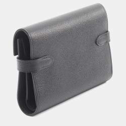 Pre Owned Hermes Kelly Wallet Medium Tri-Fold Epsom Leather Black