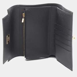 Pre Owned Hermes Kelly Wallet Medium Tri-Fold Epsom Leather Black