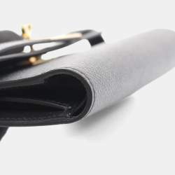 Pre Owned Hermes Kelly Wallet Medium Tri-Fold Epsom Leather Black