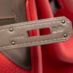 Pre Owned Hermes Pink Tricolor Clemence and Swift Birkin Cascade Retourne 35