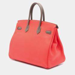 Pre Owned Hermes Pink Tricolor Clemence and Swift Birkin Cascade Retourne 35