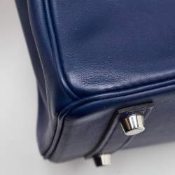 مملوكة مسبقًا حقيبة يد توتس هيرمس بيركن 25 جلد سويفت أزرق زفيري إكسسوار مطلي بلاديوم