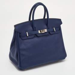 مملوكة مسبقًا حقيبة يد توتس هيرمس بيركن 25 جلد سويفت أزرق زفيري إكسسوار مطلي بلاديوم