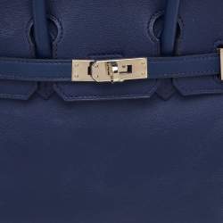 مملوكة مسبقًا حقيبة يد توتس هيرمس بيركن 25 جلد سويفت أزرق زفيري إكسسوار مطلي بلاديوم