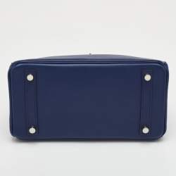 مملوكة مسبقًا حقيبة يد توتس هيرمس بيركن 25 جلد سويفت أزرق زفيري إكسسوار مطلي بلاديوم