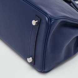 مملوكة مسبقًا حقيبة يد توتس هيرمس بيركن 25 جلد سويفت أزرق زفيري إكسسوار مطلي بلاديوم