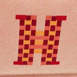 Pre Owned Hermes H Tissage Vermilion Canvas Pouch