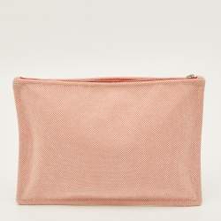 Pre Owned Hermes H Tissage Vermilion Canvas Pouch