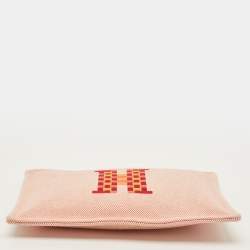 Pre Owned Hermes H Tissage Vermilion Canvas Pouch