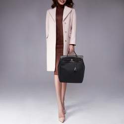 Pre Owned Hermes Herbag Black Toile Canvas and Vache Hunter Top Handle Bag