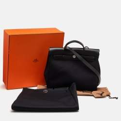مملوكة مسبقًا Hermes Herbag 39 Black Toile Canvas and Vache Hunter Top Handle Bag