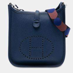 Pre Owned Hermes Blue Clemence Flipperball Strap Evelyne TPM