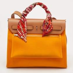 Pre Owned حقيبة هيرميس هرباغ زيپ 31 جاون دي أور / ناتشورال تويلا وفاش هنتر يد علوية