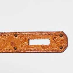 Pre Owned Hermes Kelly Sellier 28 Gold Finish Natural Ostrich Top Handle Bag