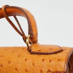 Pre Owned Hermes Kelly Sellier 28 Gold Finish Natural Ostrich Top Handle Bag