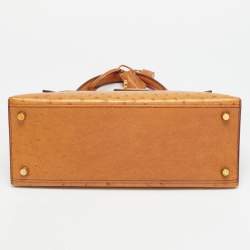 Pre Owned Hermes Kelly Sellier 28 Gold Finish Natural Ostrich Top Handle Bag