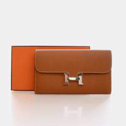 Pre Owned Hermes Gold Epsom Constance Long Wallet