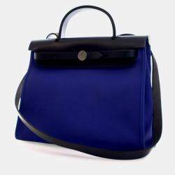 Pre Owned حقيبة هيرمس "هيرباغ زيب 31" قماش بيليو إلكتريك