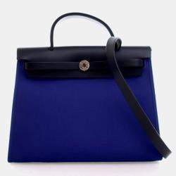 Pre Owned حقيبة هيرمس "هيرباغ زيب 31" قماش بيليو إلكتريك