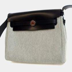 Pre Owned حقيبة هيرمس هيرباج زيپ قماش عسكري متوسط أخضر 20