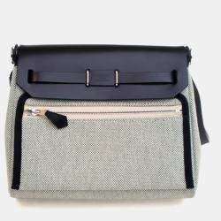 Pre Owned حقيبة هيرمس هيرباج زيپ قماش عسكري متوسط أخضر 20