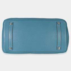 Pre Owned Hermes Bleu Jean Togo Birkin 35 PHW