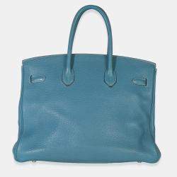 Pre Owned Hermes Bleu Jean Togo Birkin 35 PHW