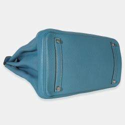 Pre Owned Hermes Bleu Jean Togo Birkin 35 PHW