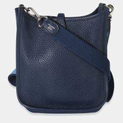 مملوكة مسبقًا حقيبة هيرمس بلو سفير كليمنس ميني إيفيلين الحجم الصغير PHW