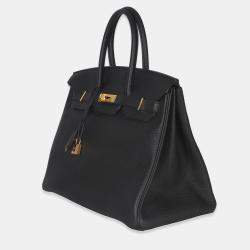 Pre Owned حقيبة هيرمس بيركين 35 توغو سوداء إكسسوار ذهبية