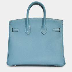 Pre Owned Hermes 2014 Blue Jean Epsom Leather Birkin 25
