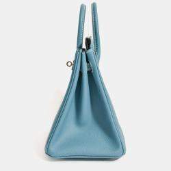 Pre Owned Hermes 2014 Blue Jean Epsom Leather Birkin 25