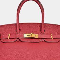 مملوكة مسبقًا Hermes 2016 Rouge Clemence Leather Birkin 30 GHW
