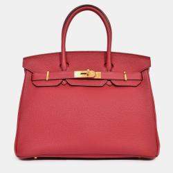 مملوكة مسبقًا Hermes 2016 Rouge Clemence Leather Birkin 30 GHW