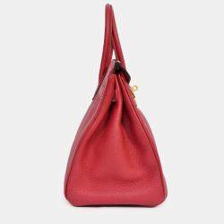 مملوكة مسبقًا Hermes 2016 Rouge Clemence Leather Birkin 30 GHW