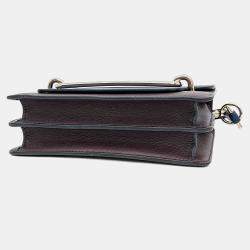 Pre Owned Hermes Blue, Brown Leather Rulis Handbag 18 (Z)