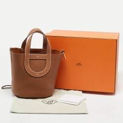 Pre Owned Hermès In The Loop 18 Gold Taurillon Clemence and Swift Leather Tote