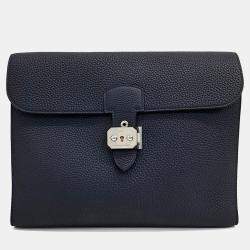 مملوكة مسبقًا Hermes Black Leather Hermes Sac a Depetche 27 (Z)