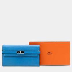 مملوكة مسبقًا Hermes Blue Epsom Kelly Longue Wallet