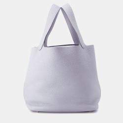 Pre Owned Hermes Picotin Lock 22 Blue Taurillon Clemence Handbag