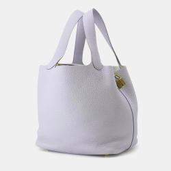 Pre Owned Hermes Picotin Lock 22 Blue Taurillon Clemence Handbag