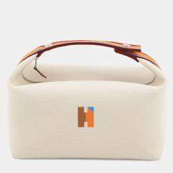 مملوكة مسبقًا حقيبة هيرمس برايد إيه قماش طبيعي بافيليون سوداء مقاس جم